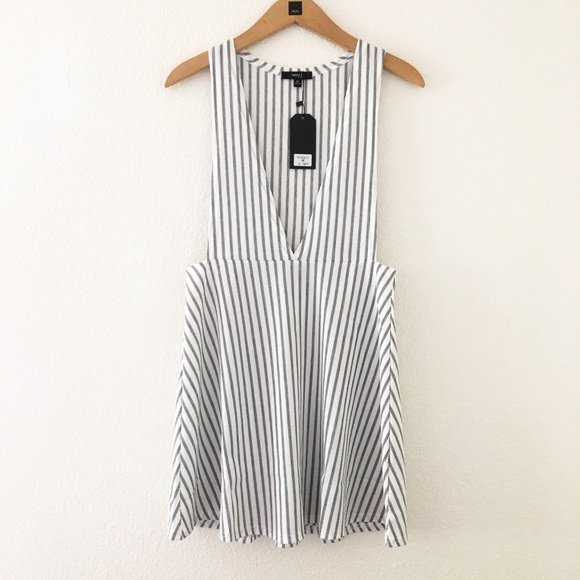 Sexy Gray Striped Mini Dress - Picture 2 of 8